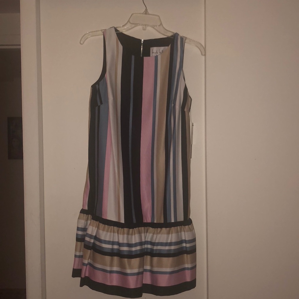Nicole Miller Striped Flared Mini Dress - Picture 2 of 7